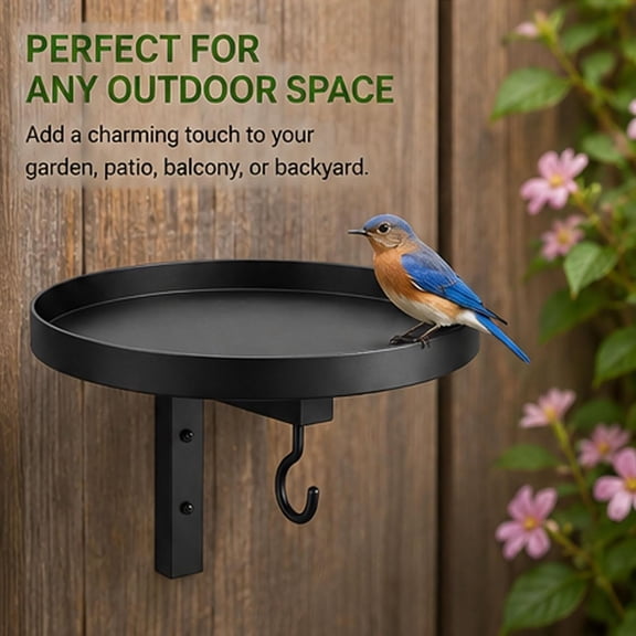 Wall Mounted Bird Bath Outdoor,Wall Mounted Metal Bird Bath Basin, 2 in 1 Wall Mounted Bird Bath and Feeder with Feeder Hook