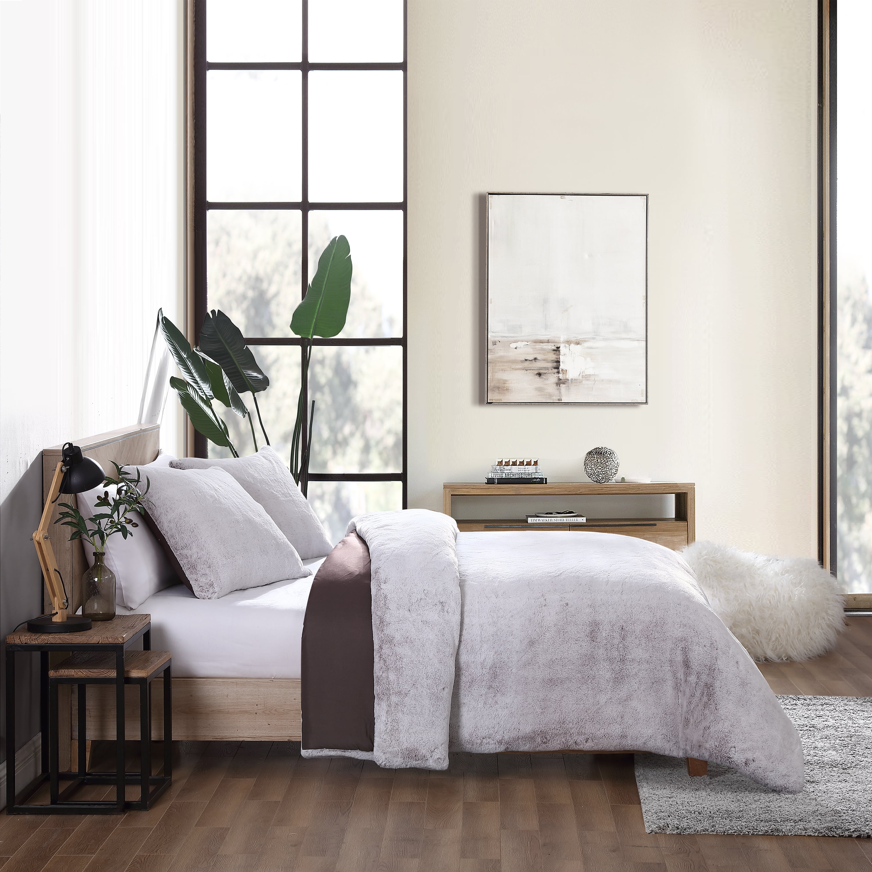 Ko ze Camden Faux Rabbit Fur Comforter Set with Matching Shams