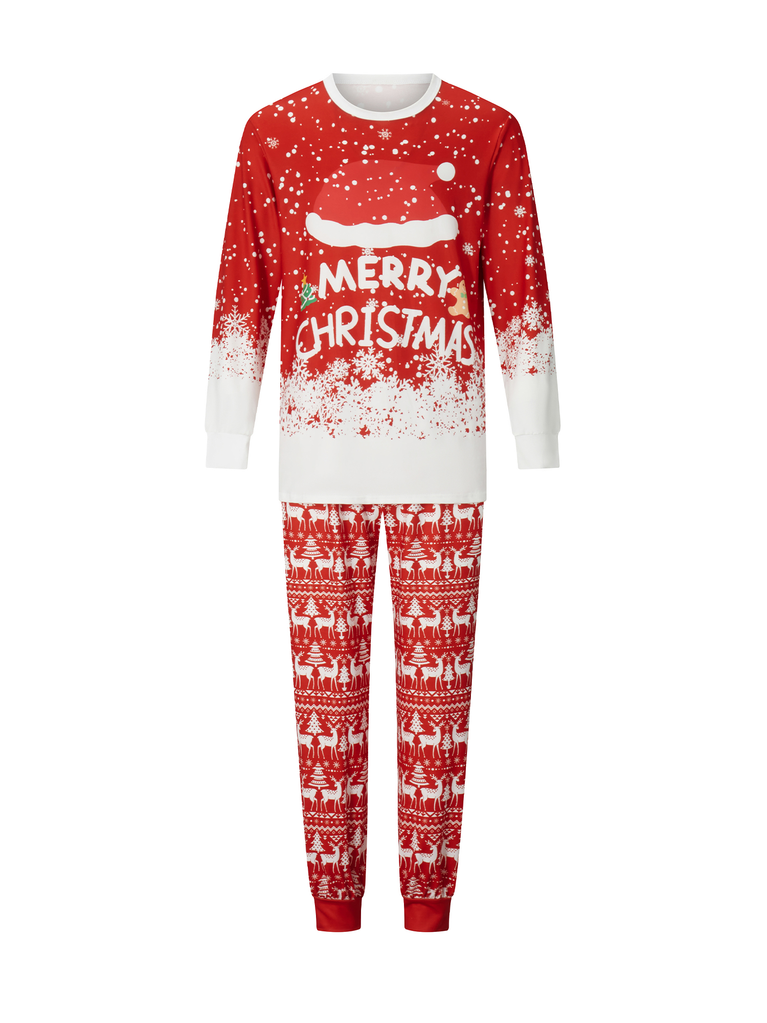 Family Matching Pajamas Christmas Sleepwear Long Sleeve Sleep Shirt with Plaid Pants Soft Loungewear Pjs Set S-XXL