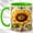 Green, variant on Ornate Sunflower Coffee Mug, Garden Flower Mug, Ceramic 11 oz