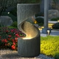 thumbnail image 5 of Haverchair 31.9" Outdoor Water Fountain with LED Light, Large Spiral Fountains Curved Garden Fountain, Modern S-Shaped Freestanding Waterfall for Garden, Patio, Backyard, Deck, Porch and Home Decor, 5 of 7
