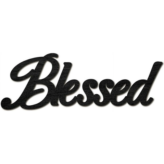 Blessed Door Sign Wood Cut Sign Laser Cut Decor Wall Hanging Decoration Art Blessed Letter Unfinished Color DIY Crafts Home House Wall Room Display Gift for Men Women Black 11.9x4.1 Inch DIY