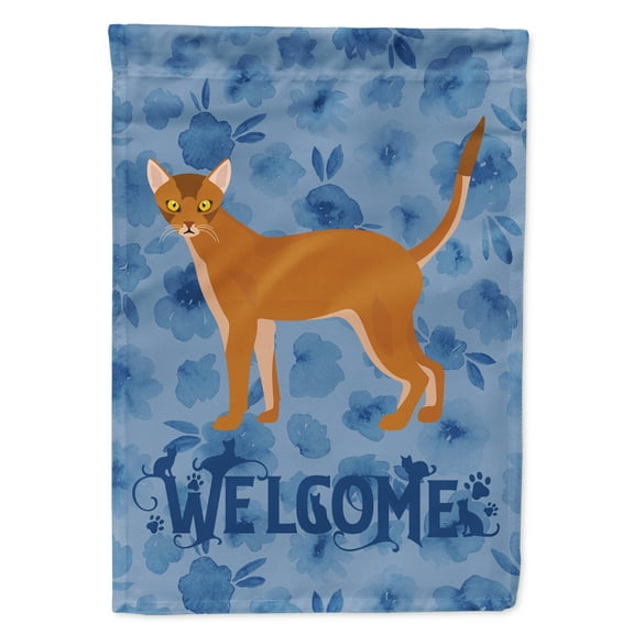 Red Abyssinian Cat Welcome Flag Canvas House Size