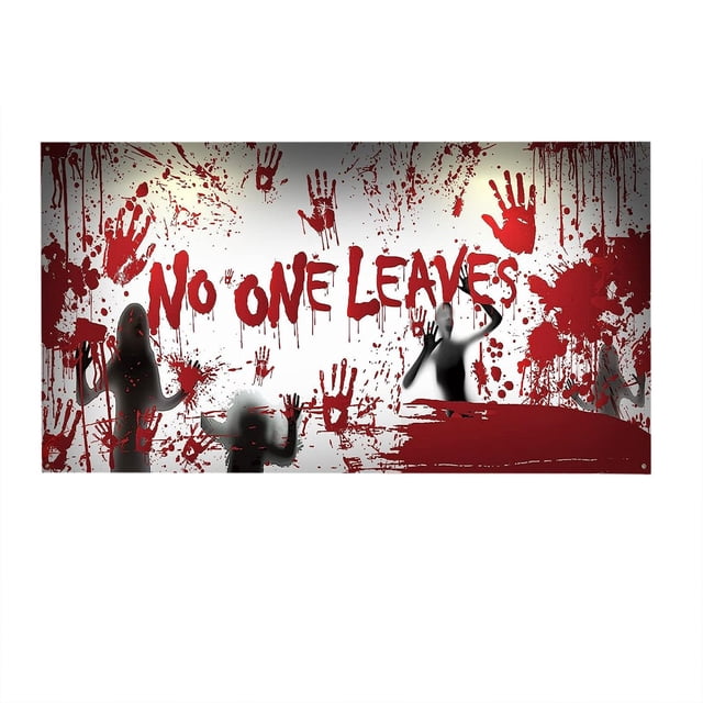 TIELUTT Couverture de Bannière de Porte de Garage d'Halloween avec Sangle de Rétention Décorations d'Halloween Bannière Extérieure Support Rond Plat Fort Fin avec Trou Fanions de Collège Porte-Fanion 12x30 Drapeau Étoile