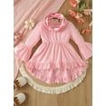 thumbnail image 4 of Bagilaanoe 3pcs Toddler Baby Girl Pants Set Ruffled Long Sleeve A-Line Dress Tops + Flare Trousers + Headband 12M 24M 3T 4T 5T 6T Kids Casual Clothes, 4 of 9