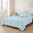 thumbnail image 2 of Full Quilt Set 78''x90'', Aqua Blue Green Lightweight Bedspread Coverlet Set with 2 Pillow Shams, Checkered Plaid Gingham Lattice Trellis Breathable All Season Quilt Bedding for Bedroom/Guest Room, 2 of 9