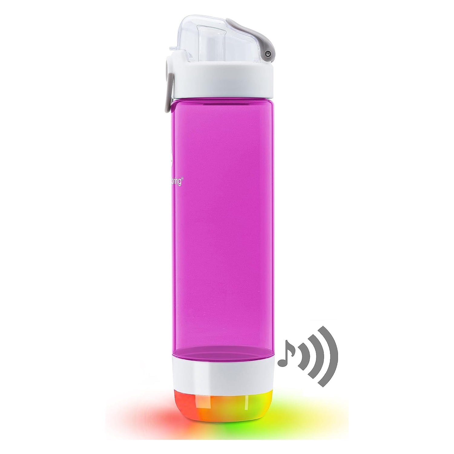 HandySpring - 26 oz Smart Water Bottle with Reminder to Drink Water - Lights and Sound Alert (Switchable) Hydrate Water Bottle, Water Tracker with Spout, Smart Hydration Reminder Light (Pink)