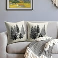 thumbnail image 3 of Grey Winter Christmas Tree Pillow Covers 16x16 Set of 2 Black Gray Xmas Decorative Throw Pillows Outdoor Farmhouse Seasonal Holiday Decoration Pillowcases Cushion Case Decor for Home Sofa Couch Bed, 3 of 6