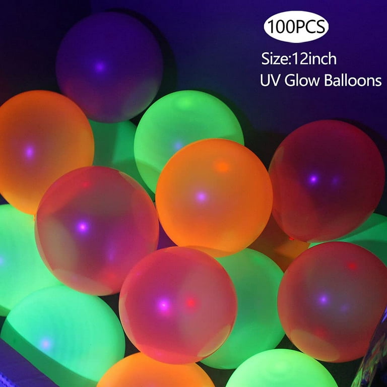 100 Pcs UV Neon Balloons ,Neon Glow Party Balloons UV Black Light Balloons  Glow in the dark for Birthday Decorations Wedding Glow Party Supplies  Blacklight Reactive Fluorescent Balloons : : Toys 