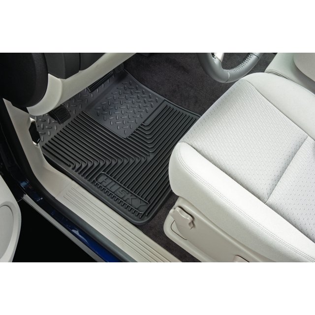 Husky Liner Floor Mat 51181 Heavy Duty Floor Mats; Direct-Fit; Diamond Tread With Thick Drivers Heel Pad; Black; Rubber; 2 Piece