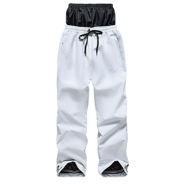 FRSASU Pantalon de Planche à Neige pour Femmes Pantalon de Ski Isolé Imperméable Coupe-Vent Hiver Ample Cargo Randonnée Blanc 6(m)