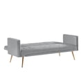 thumbnail image 6 of SYNGAR Couches for Living Room, Velvet Upholstered Convertible Sofa Bed with Armrests, Metal Legs, Adjustable Backrest, Mid Century Futon Sofa and Couch for Home Apartment Living Room, Gray, 6 of 10