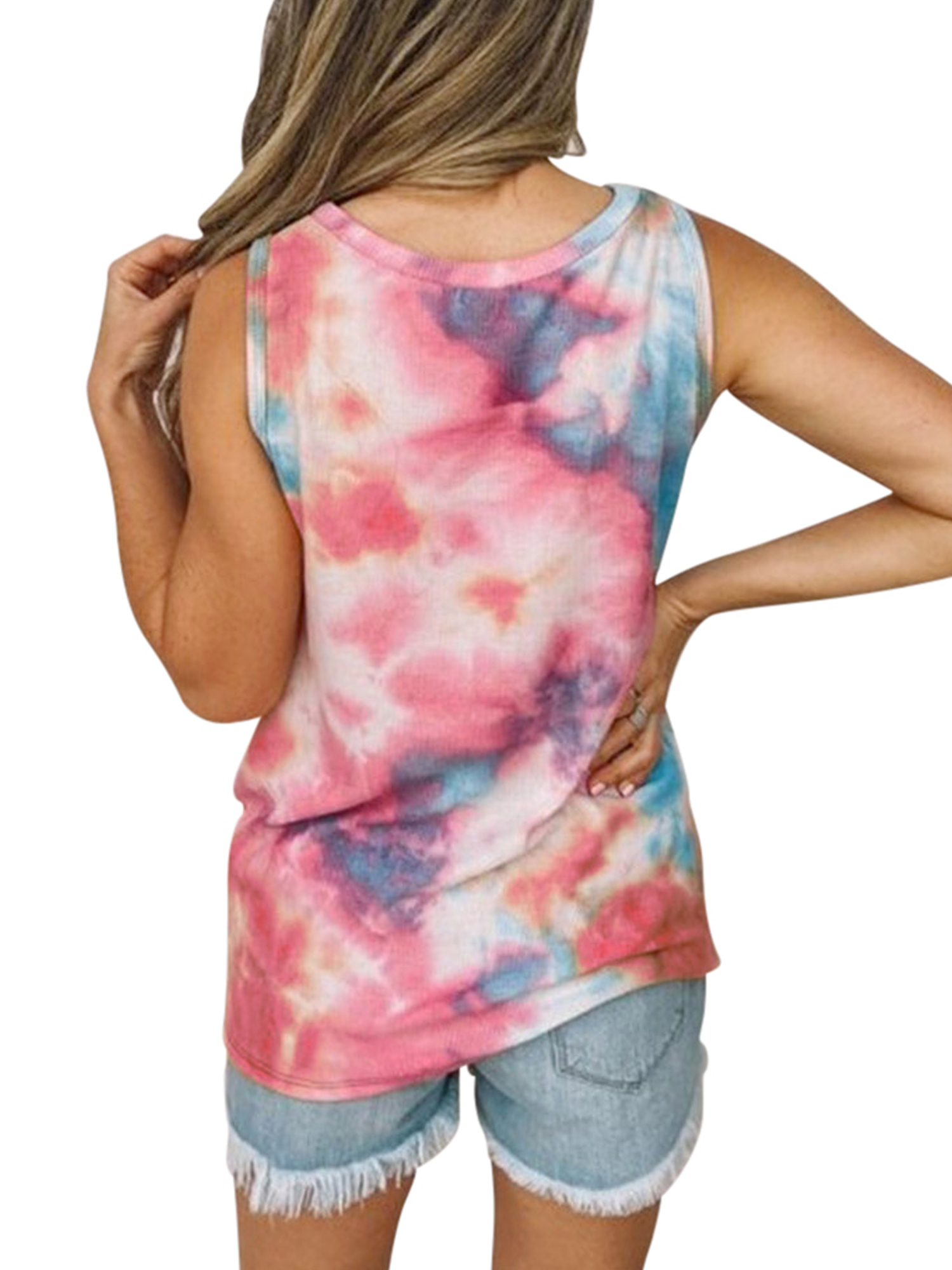 Plus Size Tank Top for Women Fashion Sleeveless Round Neck Tie Dye Tops Casual Summer Gradient Color Vest T Shirt 5XL - image 3 of 3