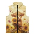 thumbnail image 4 of Uorisanigo Toddler Girls Boys Winter Fleece Vest Baby Highland Cow Sunflower Puffy Sleeveless Jacket with Pockets, Lightweight Full Zipper Outerwear Waistcoat for Fall Winter Layering, 4 of 7
