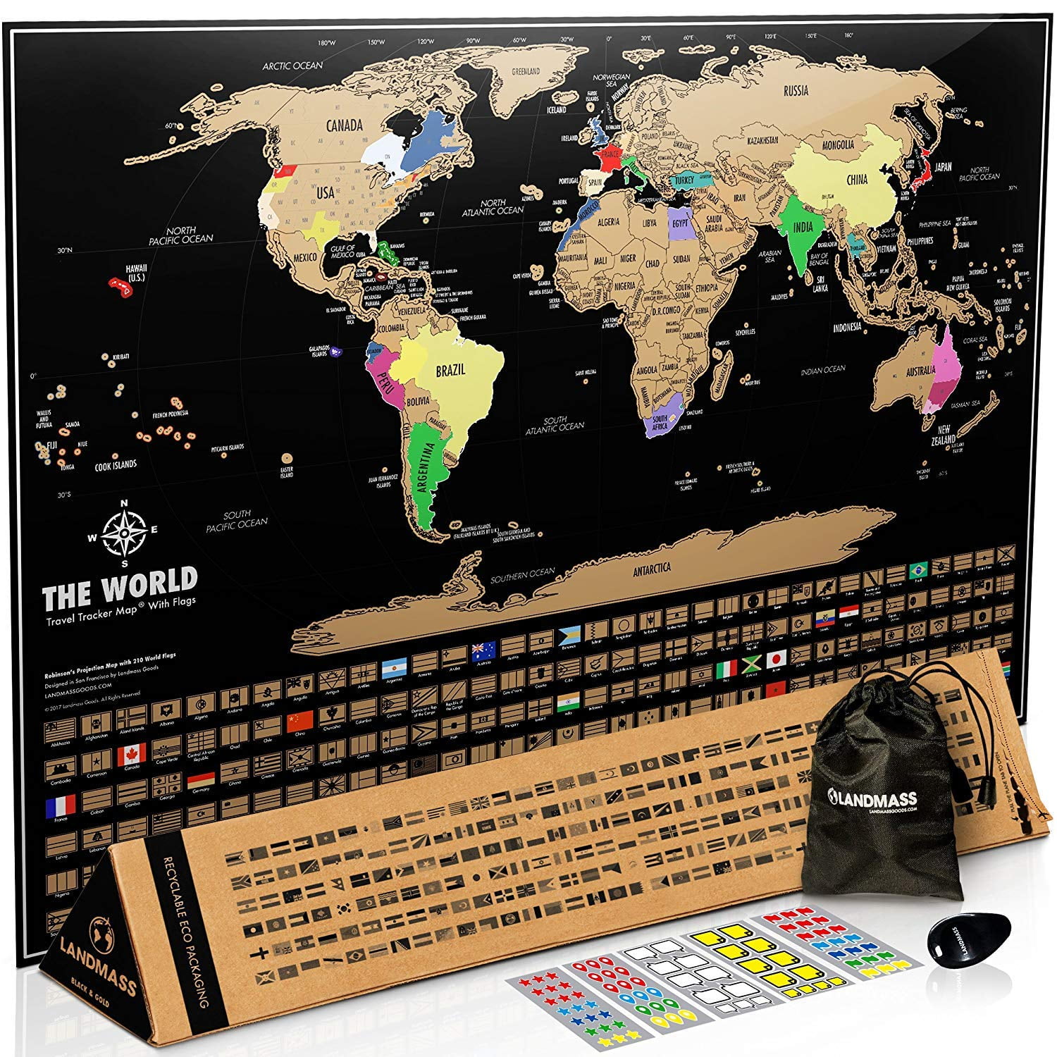 WORLD MAP POSTER 24x36 GEOGRAPHY COLOR FLAGS 33057 