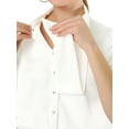 thumbnail image 6 of INSPIRE CHIC Women's Tie Neck Shirt Button Down Puff Sleeve Work Blouse XS White, 6 of 7