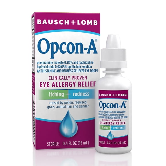 Opcon-A Allergy Eye Drops by Bausch   Lomb, for Itch and Redness Relief, Red and Itchy Eyes Antihistamine Eye Drop, Clinically Proven Treatment, 0.5 Fl Oz
