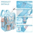 thumbnail image 4 of SANMADROLA Clear Backpack Heavy Duty Transparent Bookbag Teen Girlish Cute Bag Large Capacity See Through Backpacks Stadium Approved Daypack for Middle School College Sport/Travel, Blue Butterfly, 4 of 9