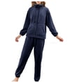 thumbnail image 1 of Timegard Ensembles de Pyjamas 2 Pcs pour Femmes Vestes en Polaire à Fermeture Éclair avec Poches Bas Resserré Chaud Tenues de Détente, 1 of 5