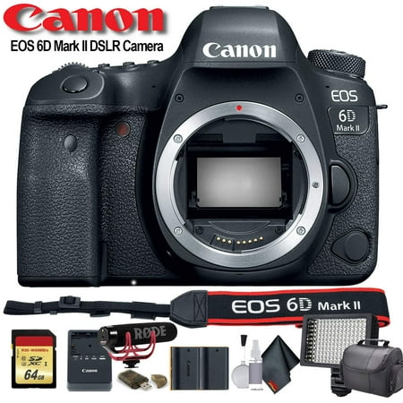 Canon EOS 6D Mark II DSLR Camera (Intl Model) W/ Bag Extra Battery LED Light Mic Filters and More - Advanced Bundle(International Model)