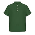 thumbnail image 7 of CQONEPT Boys Linen Henley Shirts Short Sleeve T Shirts Summer Tee Tops Solid Color Button Up Blouse for Kids Army Green 5-6 Years, 7 of 7