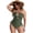 Army Green, variant on AURA Women Plus Size One Piece Swimsuit 0XL 4XL Tummy Control Halter Ruched Swimwear Beachwear