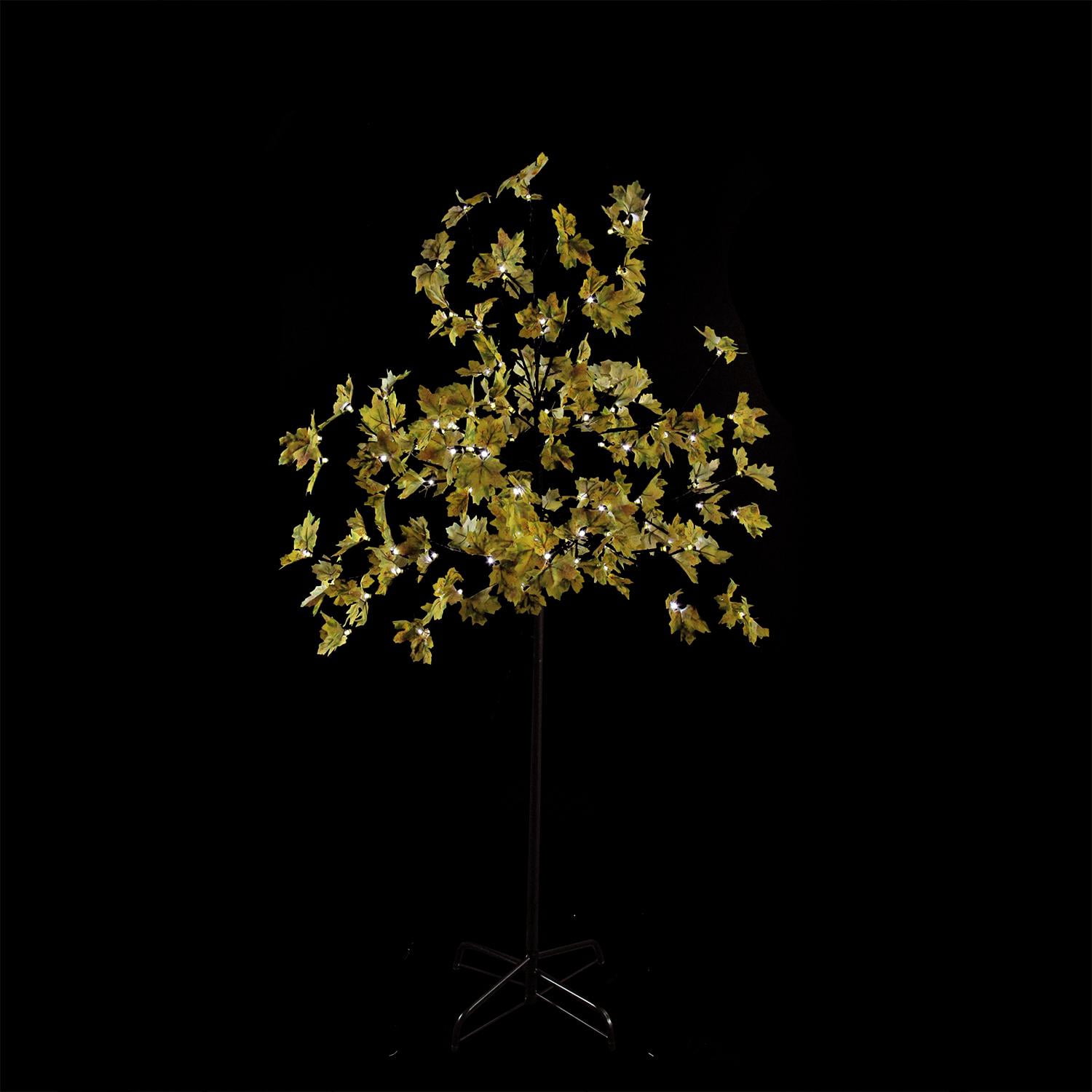 5' LED Lighted Artificial Fall Harvest Yellow Maple Leaf Tree - White Lights