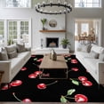 thumbnail image 3 of 6'x9' Area Rugs, Cherry Rustic Indoor Outdoor Area Rug for Living Room Bedroom, Spring Summer Tropic Fruit Black Washable Bathroom Rugs Kitchen Floor Carpet Mats Home Decor Aesthetic, 3 of 8