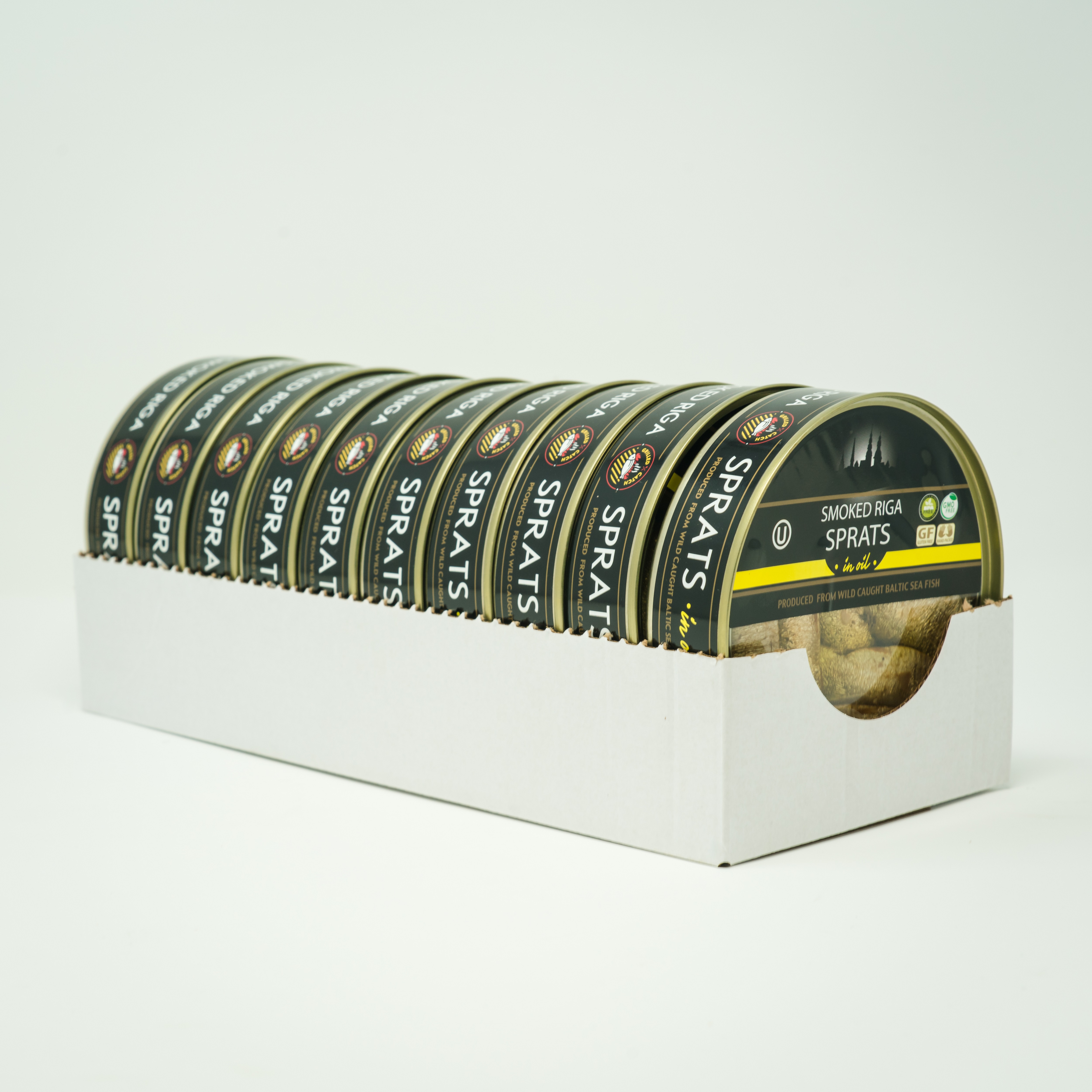 Grilled Catch Smoked Riga Sprats, Brisling Sardines in oil 5.6 oz (Pack of 10)