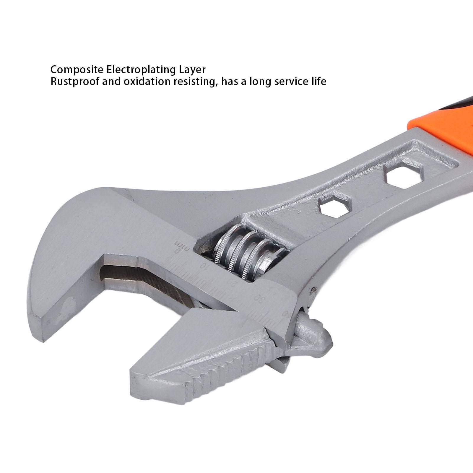 Yajisi 12" Adjustable Wrench – High‑Carbon Steel, Hex & Star Opening, ABS Non‑Slip Handle, Flexible Roller, Rust‑Proof Electroplating