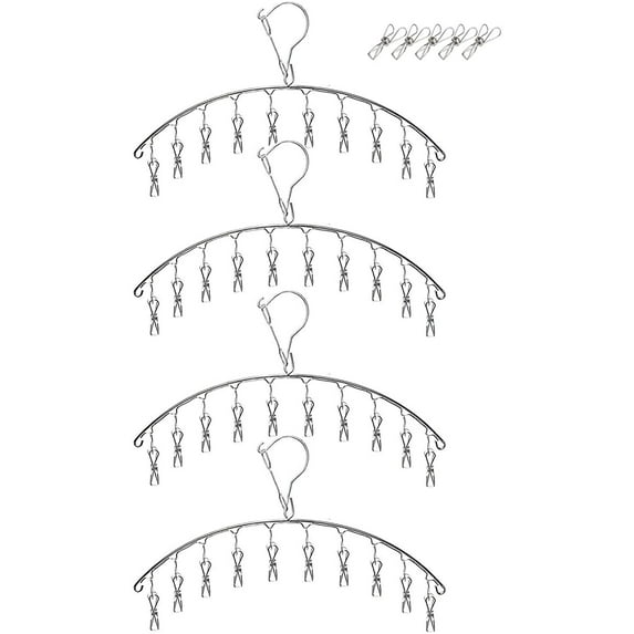Stainless Steel Clothes Drying Racks Drying Hanger Laundry Drip Hanger (10-Clips, Silvery-2 Pack)