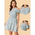 thumbnail image 2 of INSPIRE CHIC Women's Floral Print Smocked Waist Cold Shoulder Dress, 2 of 5