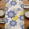 thumbnail image 5 of Table Runners 70 Inches Long Dress Scarves, Geometric Flower Farmhouse Coffee/Dining/Kitchen Table Decor, Holiday Table Runner, Vintage Country Floral Blue Yellow on Linen 13x70 Inch, 5 of 9
