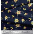thumbnail image 3 of Soimoi Blue Cotton Duck Fabric Leaves & Sunflower Floral Print Fabric by Yard 56 Inch Wide, 3 of 3