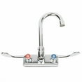thumbnail image 1 of Commercial Stainless Steel 4" Center Wall-Mount Gooseneck Faucet for Hand Sink with Wrist Handle Levers, 1 of 3