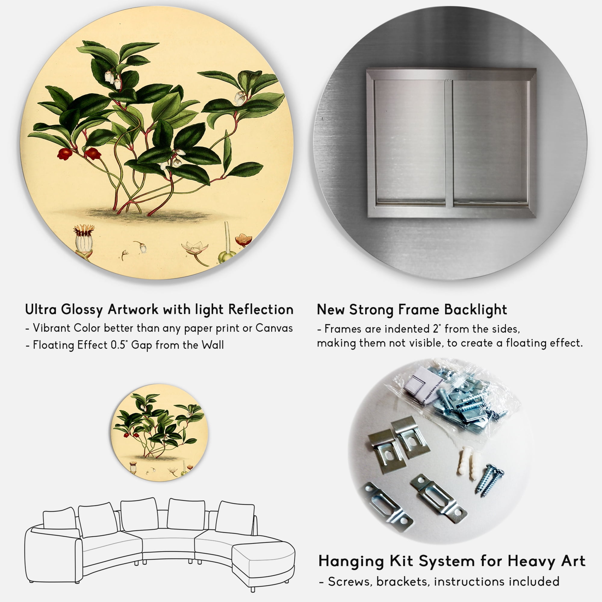 Designart 'Ancient Plant Life III' Traditional Circle Metal Wall Art 23x23 - Disc of 23