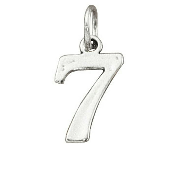 Sterling Silver 16" .8mm Box Chain Number Seven 7 Pendant Necklace
