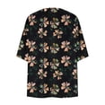 thumbnail image 4 of Cardigans for Women Kimono Cardigan Beach Cover ups Swimwear Floral Printed Lightweight Open Front Chiffon Kimonos Cardigan Puff Sleeve Loose Casual Summer Tops Black XL, 4 of 5