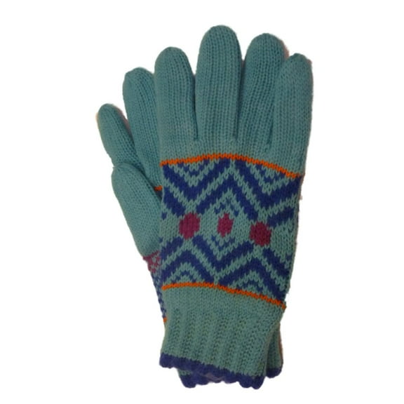 Urbanology Womens Soft Blue Knit Winter Gloves with Fleece Lining