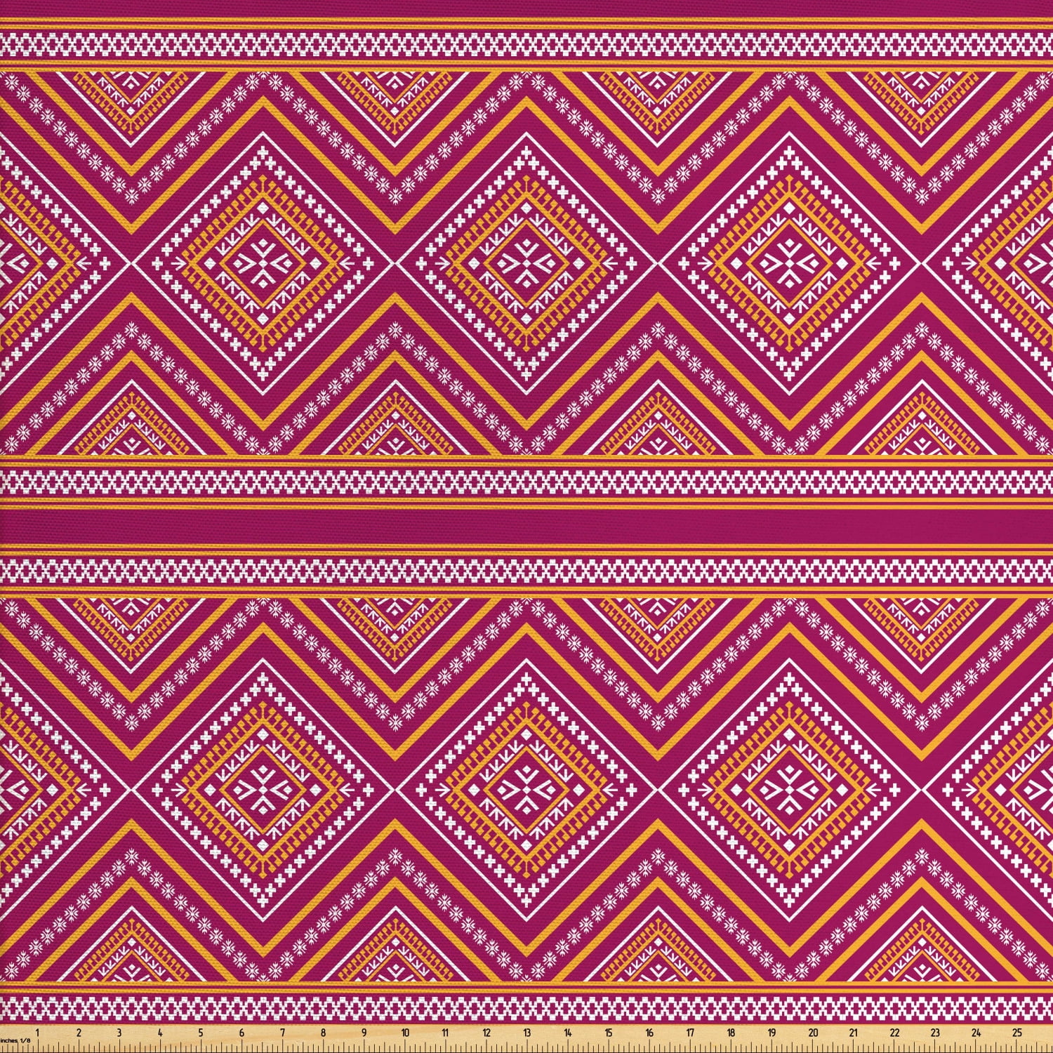 Ethnic Fabric by The Yard, Bicolor Design Geometrical Ornamental