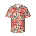 thumbnail image 1 of Fotbe Small Coral Red Flowers Camisa Hawaiana para Hombre Unisex – Camisa Casual de Verano con Botones de Manga Corta de Algodón y Lino,Large, 1 of 7