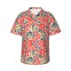 thumbnail image 1 of Balery Small Coral Red Flowers Camisas hawaianas de manga corta para hombre, camisas playeras de corte holgado, camisas de vacaciones con botones,X-Large, 1 of 7
