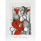 Pablo Picasso 2074 Femme Assise- Lithographie sur Papier 29 Po x 22 Po - Rouge- Gris- Noir – image 1 sur 1