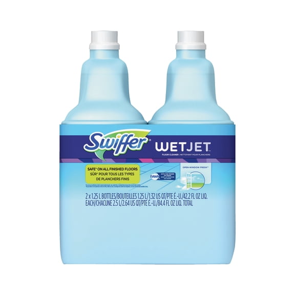 Swiffer WetJet Hardwood Floor Cleaner Refill - Open Window Fresh Scent - 2 Pack, 1.25 L
