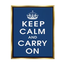 Keep Calm And Carry On Crown Inspirational Graphic Art Metallic Gold Framed Art Print Wall Art