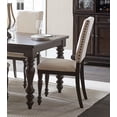 thumbnail image 3 of Side Chairs 2pc Set Grayish Brown Finish Wood Frame Fabric Upholstery Nailhead Trim Dining Furniture, 3 of 6