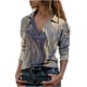 thumbnail image 1 of Blusa informal de manga larga con cuello en V y estampado floral para mujer Pompotops  FGAJ16243, 1 of 5