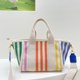 thumbnail image 4 of Bolso de mano de moda KURT GEIGER LONDON Bolso de lona de rayas de colores para mujer con cremallera, 4 of 5