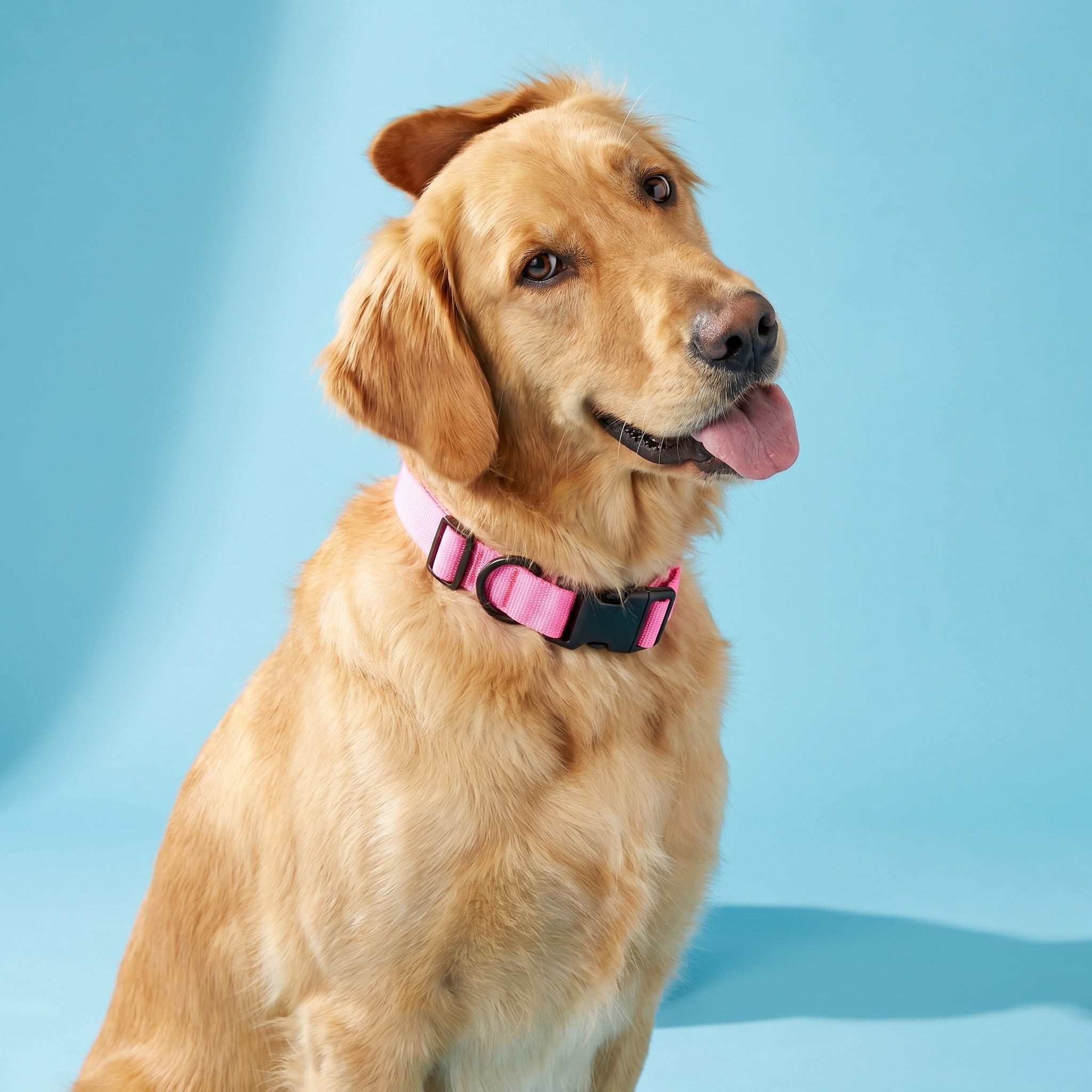Vibrant Life Solid Polyester Adjustable Dog Collar, Pink, Large