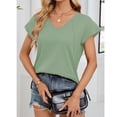 thumbnail image 3 of TKLPEHG Going Out Tops for Women Lapel Cotton Line Button Shirt Solid Color Lightweight Fashion Loose Comfy Shirts Casual Short Sleeve T Shirts Summer Outfits (Gray,L), 3 of 7